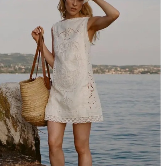 DÔEN  Lucina Embroidered Linen Mini Dress XS - Picture 2 of 10